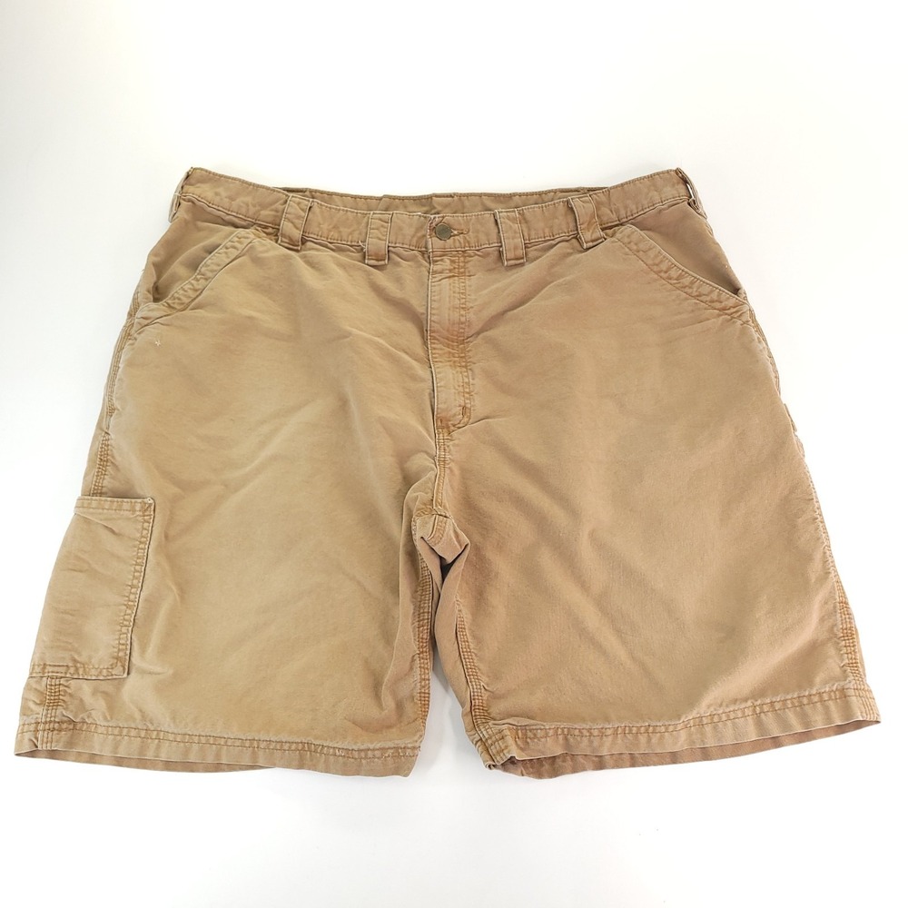 Carhartt Shorts Mens 44 Meas 42 Tan Original Fit Heavy Canvas Carpenter B147 BRN